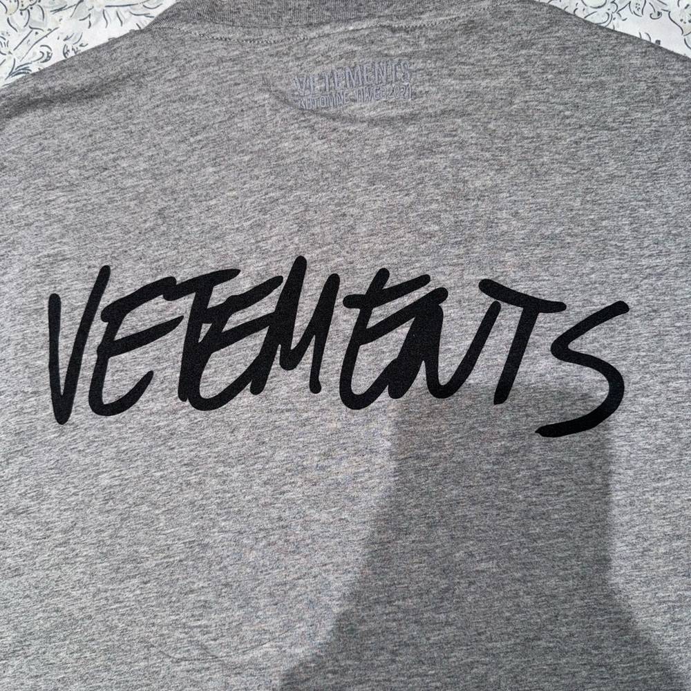 Vetements Gray T-Shirt with Black Logo